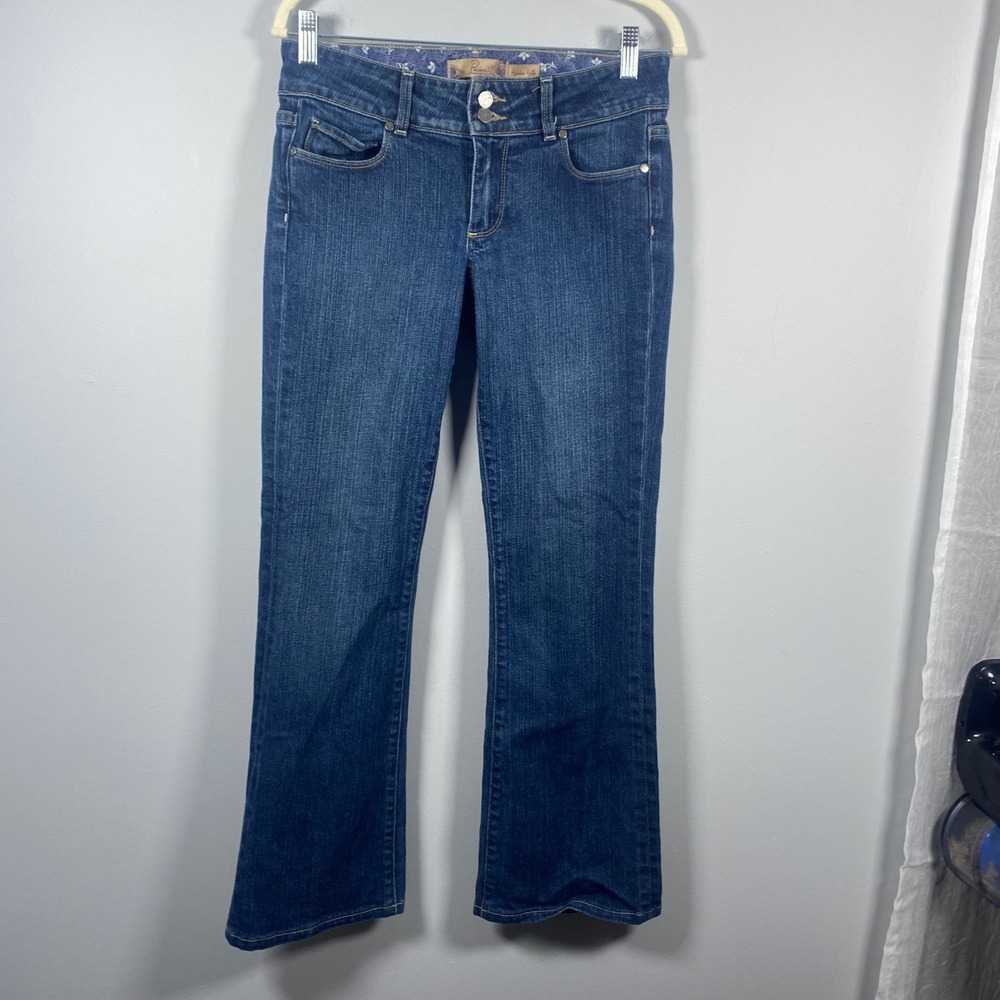 Paige Hidden Hills Jeans Women's 27 Blue Dark Wash Bootcut Mid Rise 0196-0013